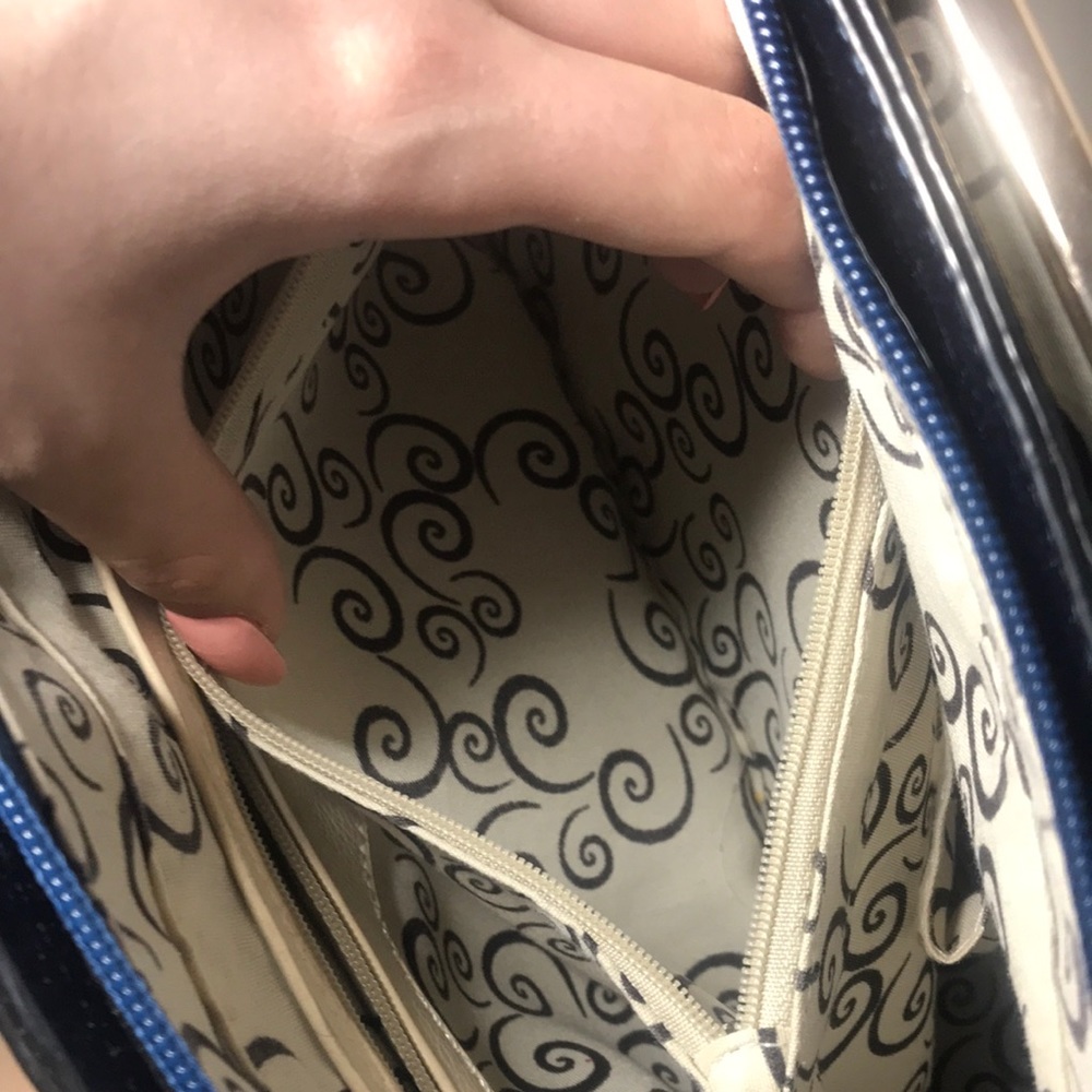 Navy Blue Metallic Handbag - Picture 9 of 16